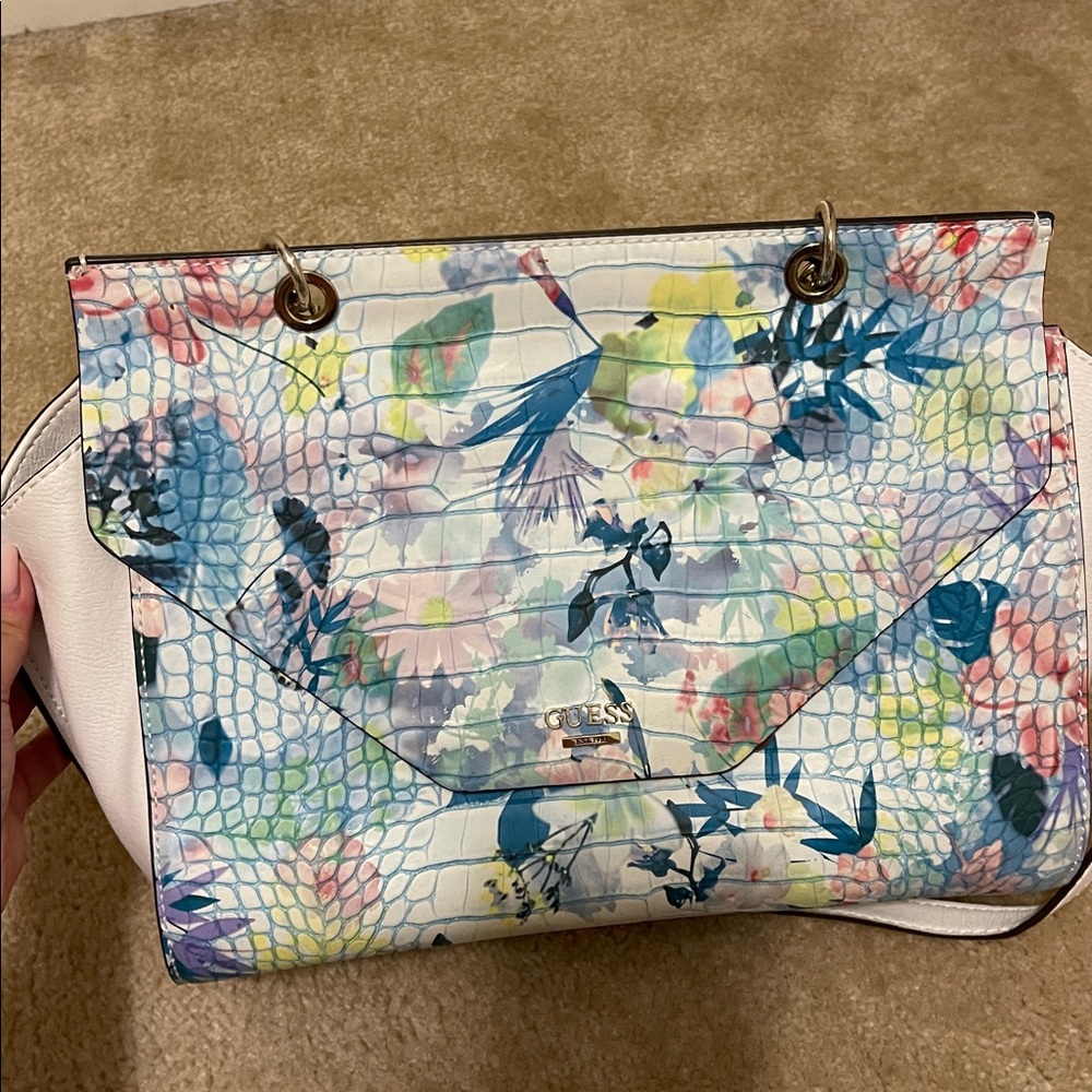 Guess Multicolor Floral Embossed Satchel